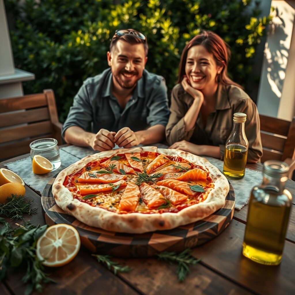 Pizza fit de salmão: Receita saudável e deliciosa Pizza fit de salmão: Receita saudável e deliciosa